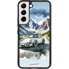 Coque Samsung Galaxy S22 - Silicone rigide noir Porsche 911 Mountain Watercolor