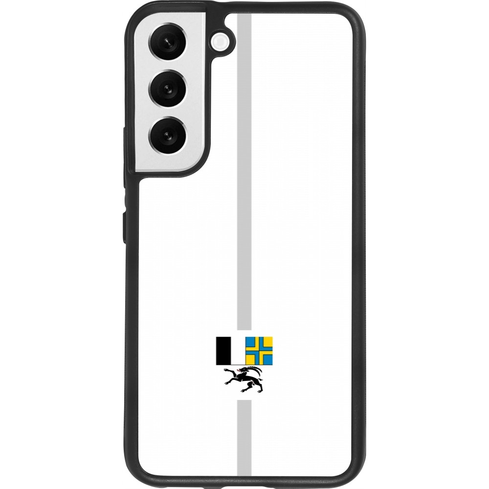 Coque Samsung Galaxy S22 - Silicone rigide noir Canton GR blanc