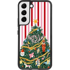 Coque Samsung Galaxy S22 - Silicone rigide noir Christmas 25 Happy Holiday