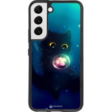 Coque Samsung Galaxy S22 - Silicone rigide noir Cute Cat Bubble