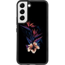 Coque Samsung Galaxy S22 - Silicone rigide noir Dark Flowers
