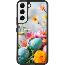 Coque Samsung Galaxy S22 - Silicone rigide noir Easter 2026 Eggs with flowers