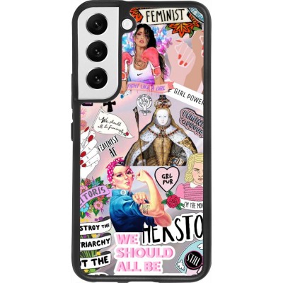 Coque Samsung Galaxy S22 - Silicone rigide noir Girl Power Collage
