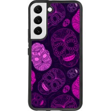 Samsung Galaxy S22 Case Hülle - Silikon schwarz Halloween 2023 pink skulls