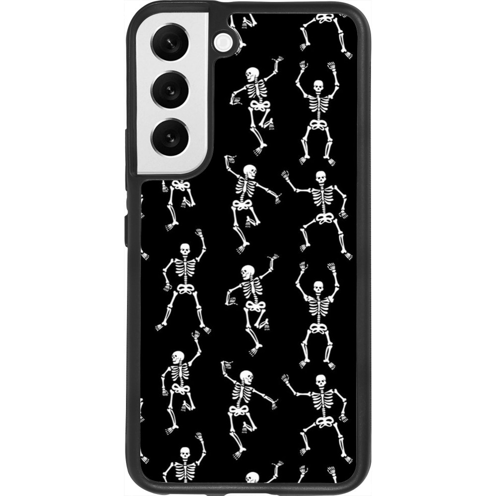 Coque Samsung Galaxy S22 - Silicone rigide noir Halloween 2024 dancing skeleton