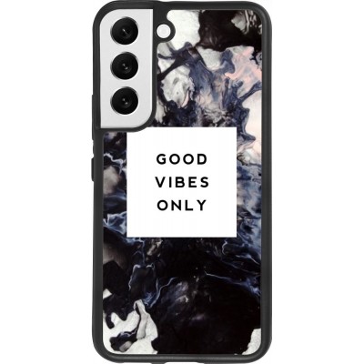Hülle Samsung Galaxy S22 - Silikon schwarz Marble Good Vibes Only