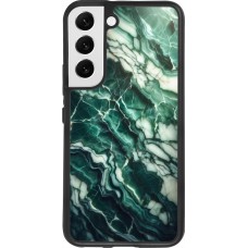 Coque Samsung Galaxy S22 - Silicone rigide noir Marbre vert majestueux