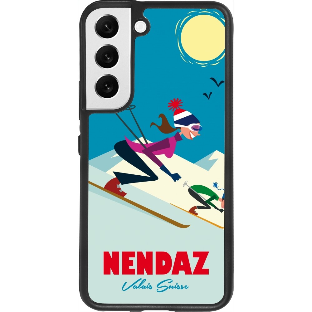 Coque Samsung Galaxy S22 - Silicone rigide noir Nendaz Ski Downhill