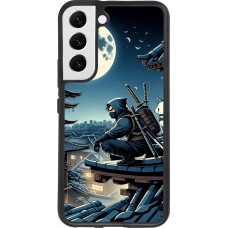 Coque Samsung Galaxy S22 - Silicone rigide noir Ninja sous la lune