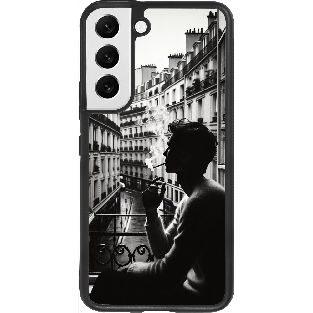 Coque Samsung Galaxy S22 - Silicone rigide noir Parisian Smoker