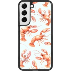 Coque Samsung Galaxy S22 - Silicone rigide noir Pattern de homards pastels