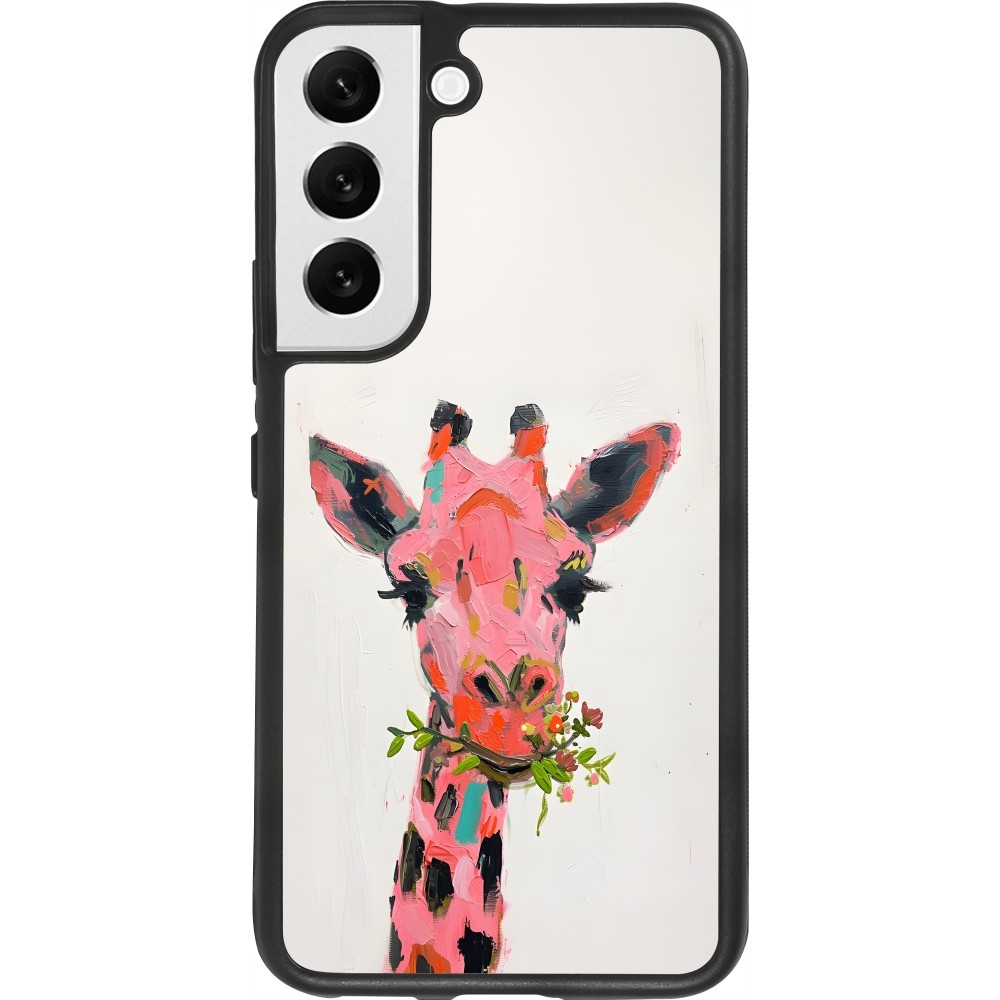 Coque Samsung Galaxy S22 - Silicone rigide noir Pink Girafe Paint