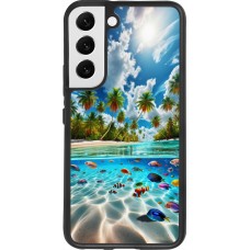 Coque Samsung Galaxy S22 - Silicone rigide noir Plage Paradis