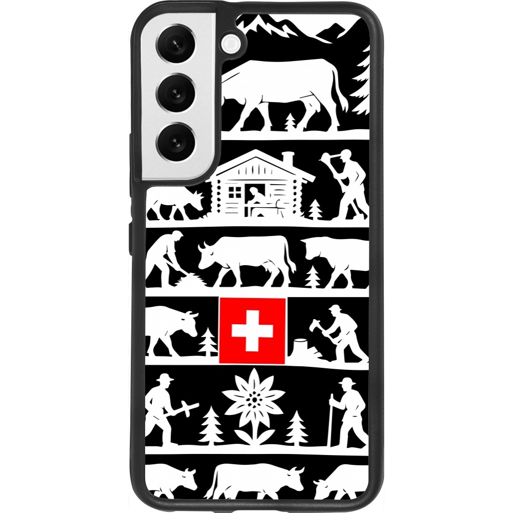 Coque Samsung Galaxy S22 - Silicone rigide noir Poya Suisse 1 noir