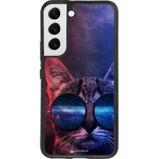 Coque Samsung Galaxy S22 - Silicone rigide noir Red Blue Cat Glasses