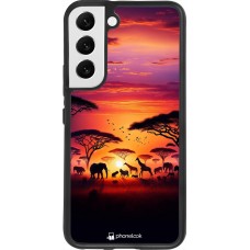 Coque Samsung Galaxy S22 - Silicone rigide noir Safari sunset wildlife