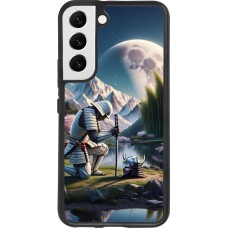 Coque Samsung Galaxy S22 - Silicone rigide noir Samurai Katana Lune