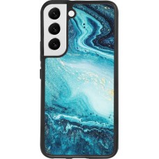Coque Samsung Galaxy S22 - Silicone rigide noir Sea Foam Blue
