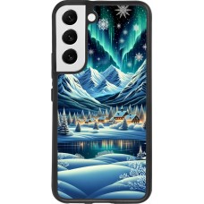 Coque Samsung Galaxy S22 - Silicone rigide noir Snowy Mountain Village Lake night