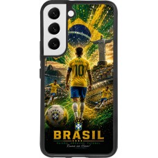 Coque Samsung Galaxy S22 - Silicone rigide noir Football Brésil splash 2026