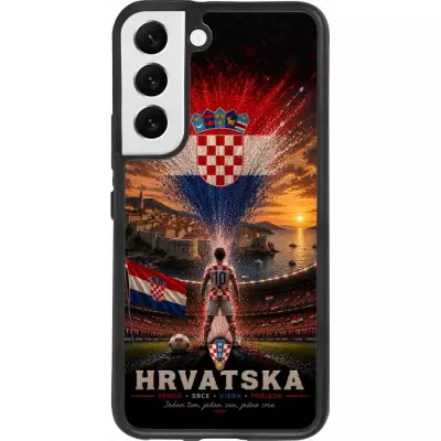 Samsung Galaxy S22 Case Hülle - Silikon schwarz Fussball Kroatien splash 2026
