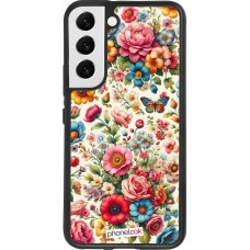 Coque Samsung Galaxy S22 - Silicone rigide noir Spring 25 printemps fleuri