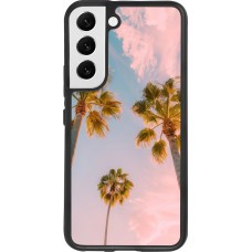 Coque Samsung Galaxy S22 - Silicone rigide noir Summer 2025 Palmiers