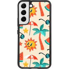 Coque Samsung Galaxy S22 - Silicone rigide noir Summer 2025 Pattern soleil