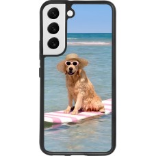 Coque Samsung Galaxy S22 - Silicone rigide noir Summer Dog on Paddle