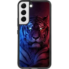Coque Samsung Galaxy S22 - Silicone rigide noir Tiger Blue Red