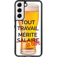 Coque Samsung Galaxy S22 - Silicone rigide noir Tout travail mérite sa bière