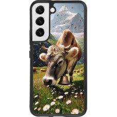 Coque Samsung Galaxy S22 - Silicone rigide noir Vache montagne Valais
