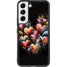 Coque Samsung Galaxy S22 - Silicone rigide noir Valentine 2024 Coeur Noir Abstrait
