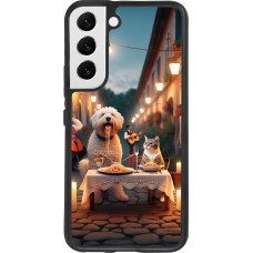 Coque Samsung Galaxy S22 - Silicone rigide noir Valentine 2024 Dog & Cat Candlelight