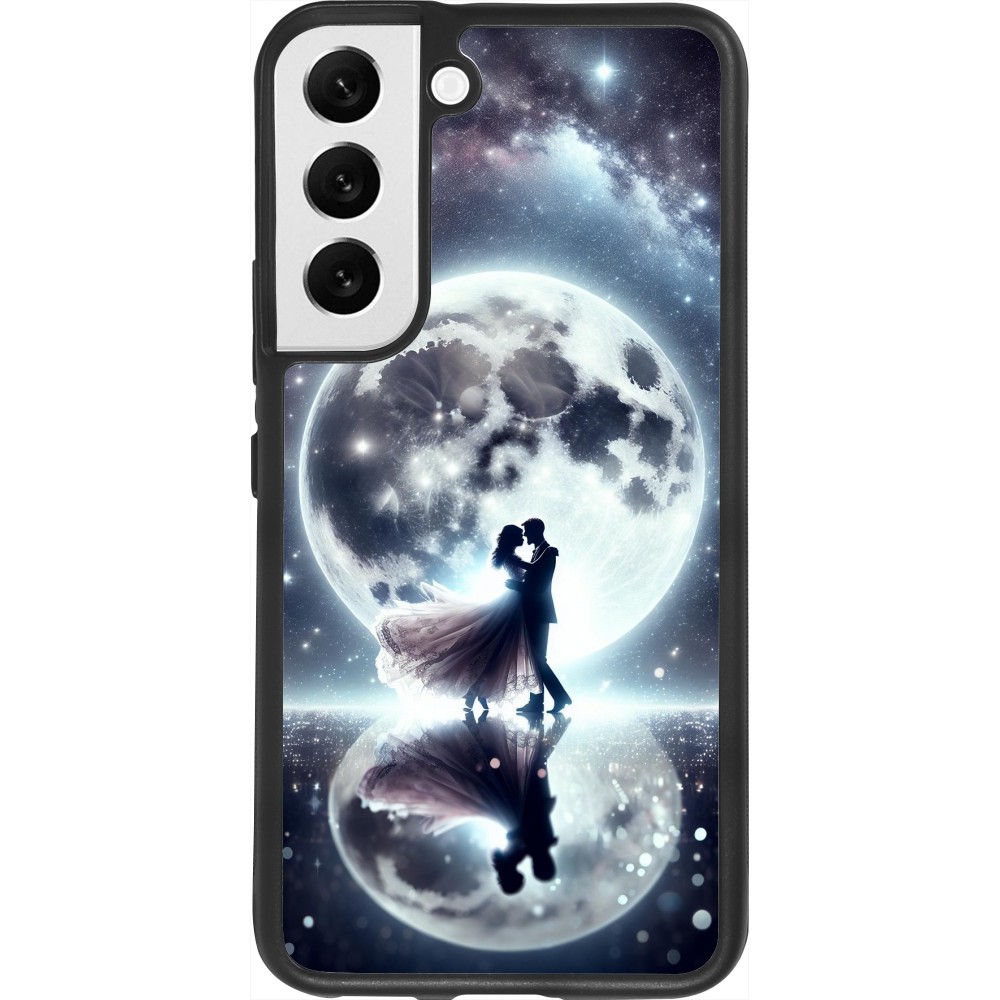 Coque Samsung Galaxy S22 - Silicone rigide noir Valentine 2024 Love under the moon