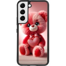 Coque Samsung Galaxy S22 - Silicone rigide noir Valentine 2024 Ourson rose