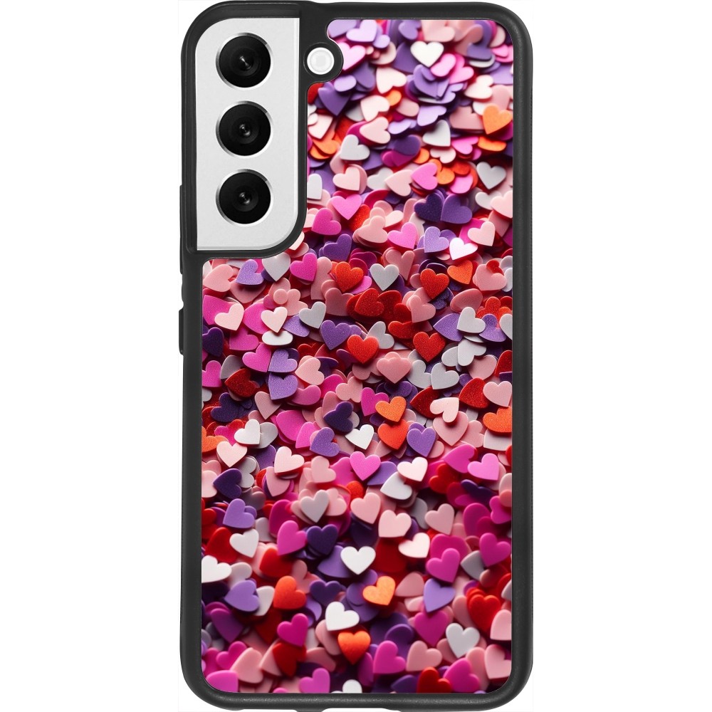 Coque Samsung Galaxy S22 - Silicone rigide noir Valentine 2025 Confetti