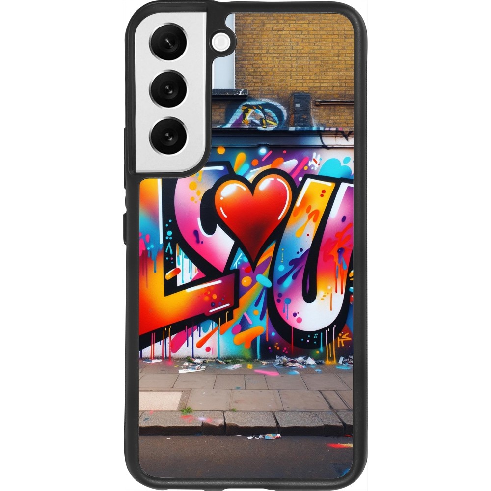 Coque Samsung Galaxy S22 - Silicone rigide noir Valentine 2025 Love U Tag