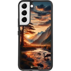 Coque Samsung Galaxy S22 - Silicone rigide noir Valley Sunset Deer Tree