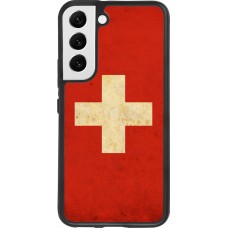 Coque Samsung Galaxy S22 - Silicone rigide noir Vintage Flag SWISS