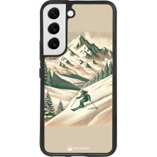 Coque Samsung Galaxy S22 - Silicone rigide noir Vintage Ski Mountain