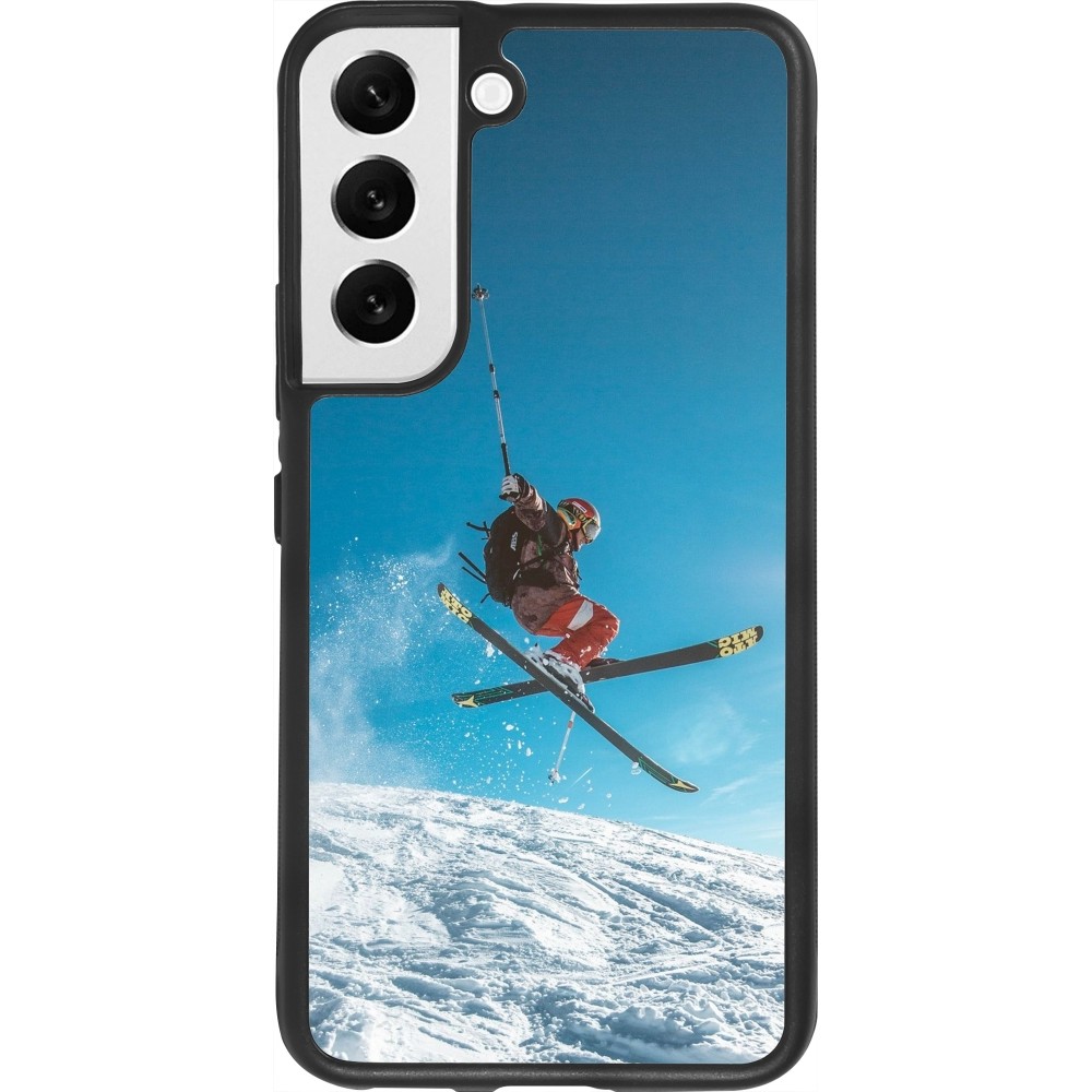 Coque Samsung Galaxy S22 - Silicone rigide noir Winter 22 Ski Jump