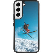 Coque Samsung Galaxy S22 - Silicone rigide noir Winter 22 Ski Jump