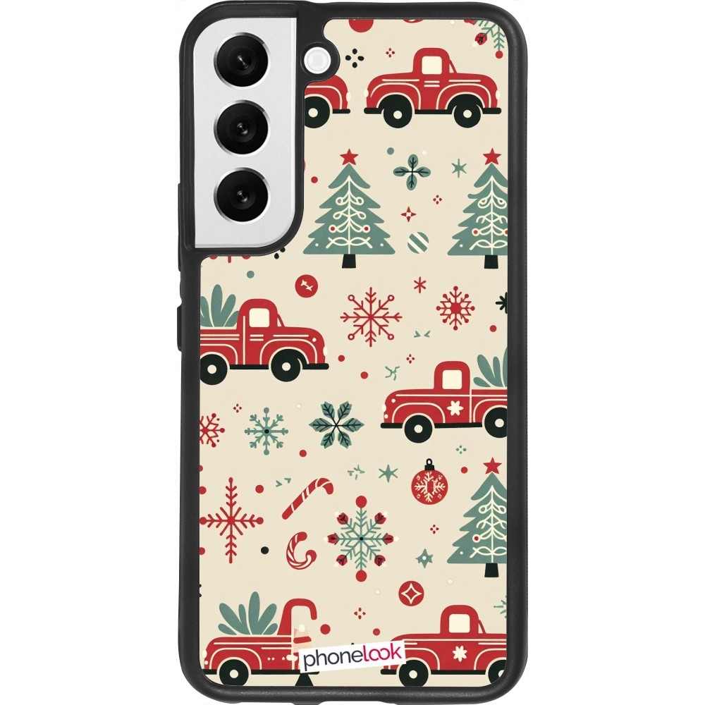 Samsung Galaxy S22 Case Hülle - Silikon schwarz Weihnachten 2024 Lkw Tanne