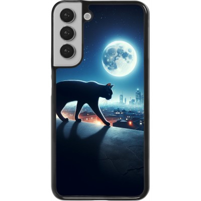 Samsung Galaxy S22+ Case Hülle - Schwarze Katze unter dem Vollmond