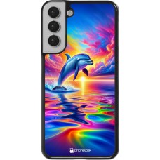 Samsung Galaxy S22+ Case Hülle - Glücklicher Regenbogen-Delfin