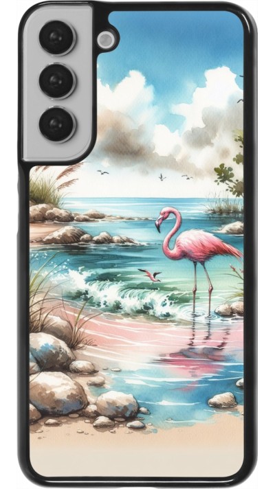 Coque Samsung Galaxy S22+ - Flamant rose aquarelle