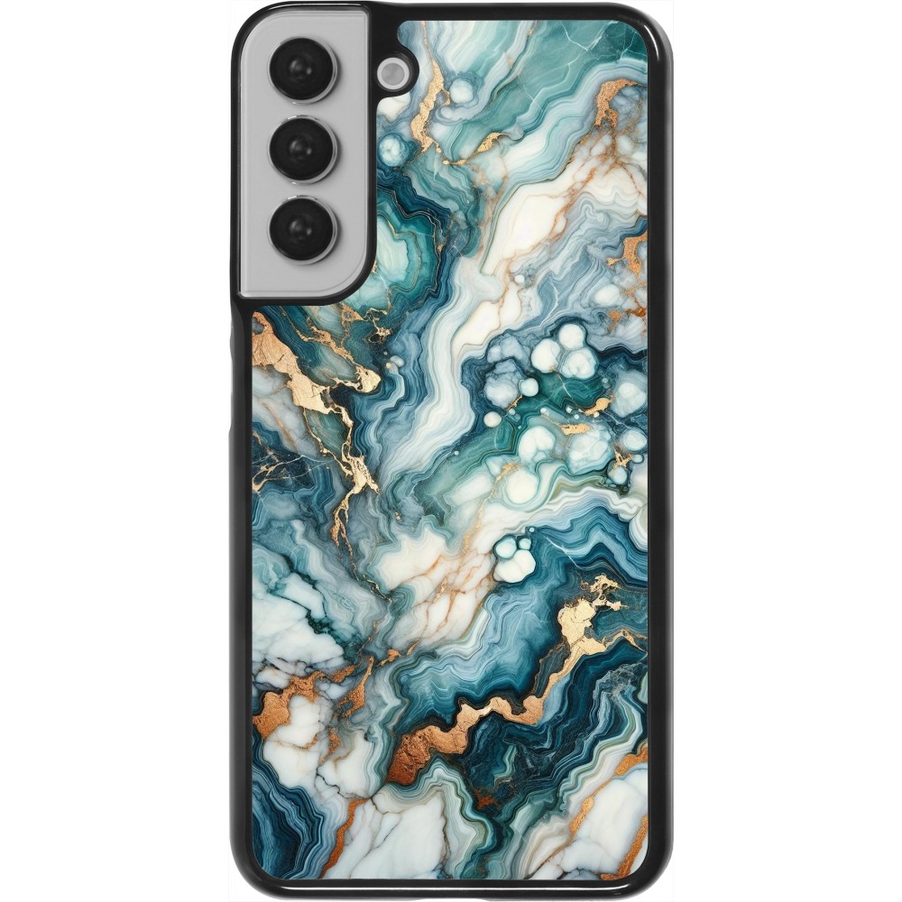Samsung Galaxy S22+ Case Hülle - Grüner Blauer Goldener Marmor