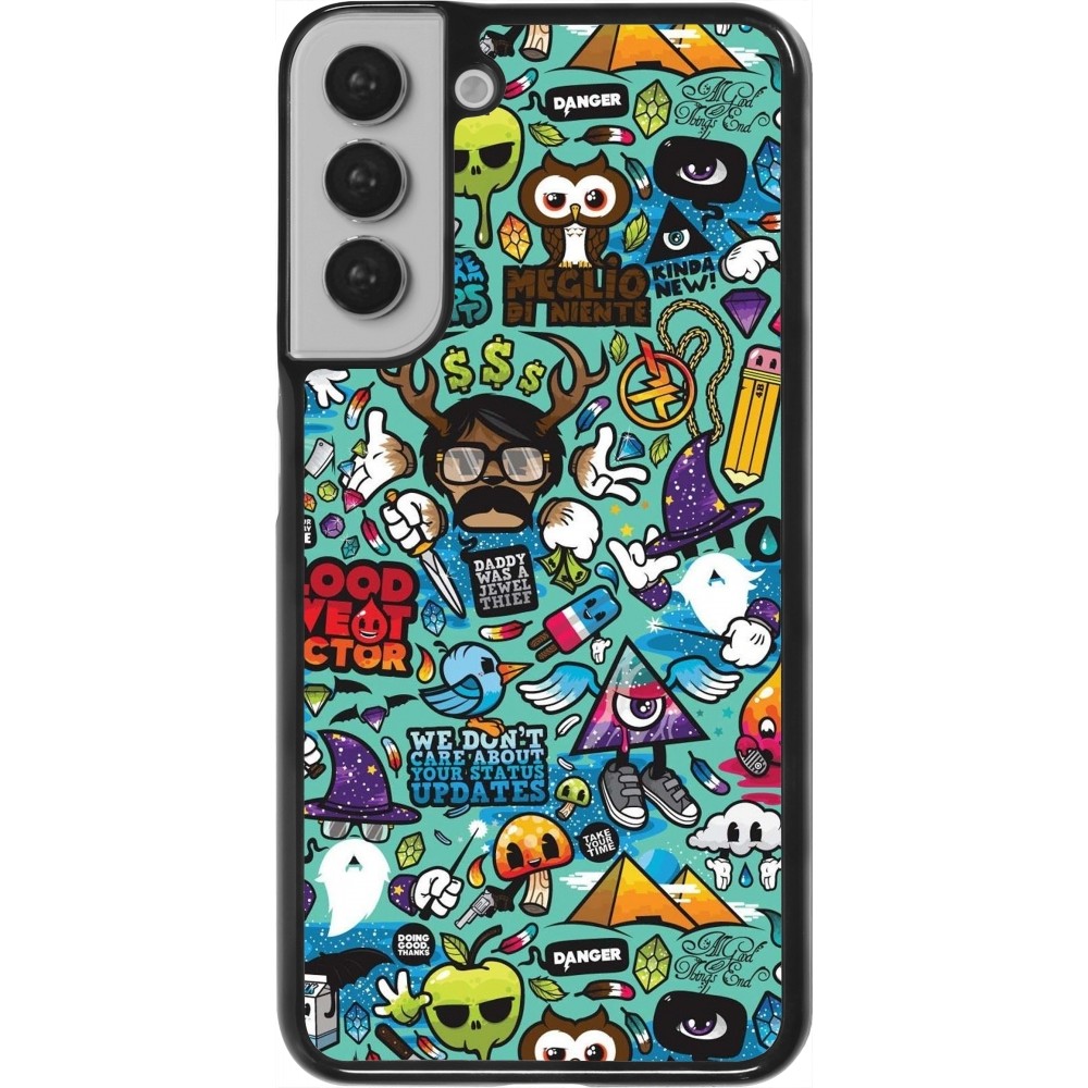 Coque Samsung Galaxy S22+ - Mixed Cartoons Turquoise
