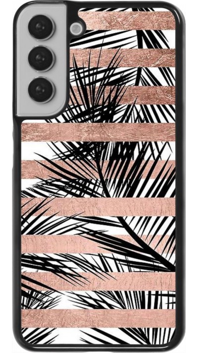 Coque Samsung Galaxy S22+ - Palm trees gold stripes